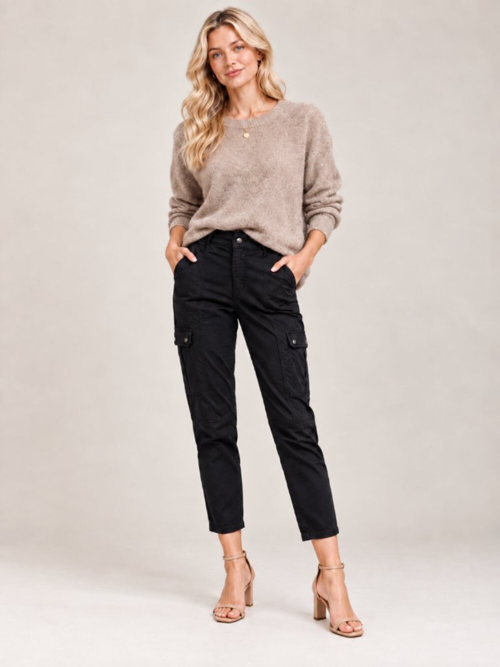NWT White House Black Market Pants Black 12 High Rise Utility Crop Cargo Ankle